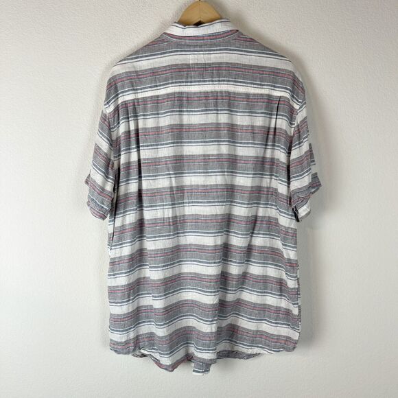 Rails Carson Linen Blend Shirt Mens XXL Gray Striped Button Up Short Sleeve - Picture 11 of 14